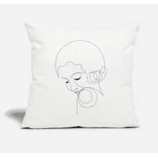 Coy Flapper Line Art Natural White Pillow